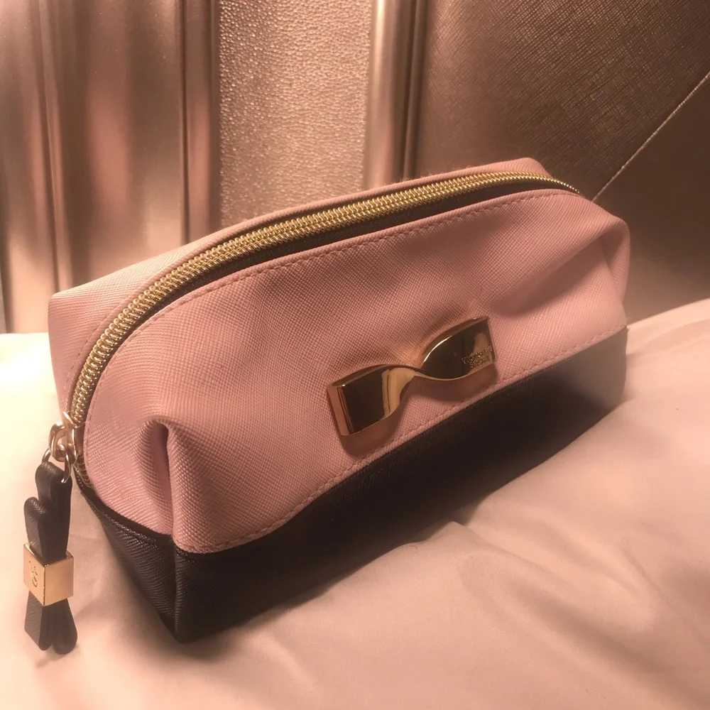 Victoria's Secret Pink and Black Bow Cosmetic Pouch